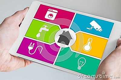 Smart home automation and mobile computing concept. Stock Photo