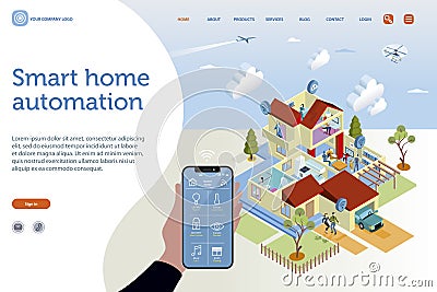 Smart Home Automation Cartoon Illustration