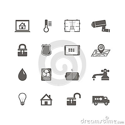 Smart home automation technology icons set Vector Illustration