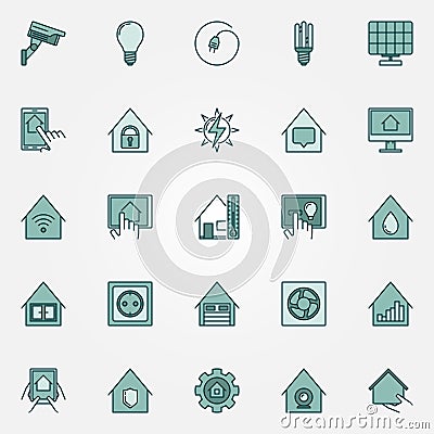 Smart home colorful icons set Vector Illustration