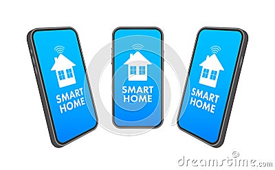 Smart home concept. Smart systems and technology on smartphone screen. Vector stock illustration. Vector Illustration