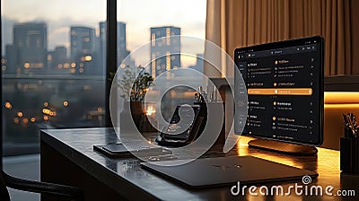 Smart Home Control System with Customizable Lighting, Temperature, and Security Features Stock Photo