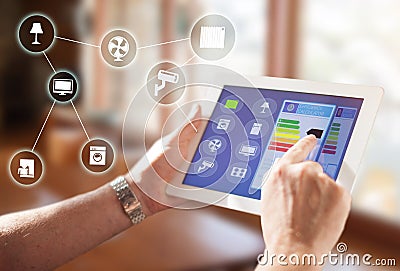 Smart Home Device - House automation home Control concept Stock Photo