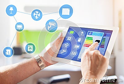 Smart Home Device - House automation home Control concept Stock Photo