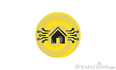 Smart home icon. Electronics Chip, house automation, control system. Technology concept. web button, vector illustration Vector Illustration