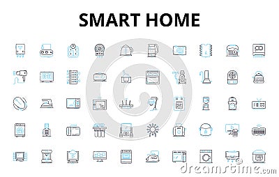 Smart home linear icons set. Automation, Integration, Control, Security, Efficiency, Connectivity, Convenience vector Vector Illustration