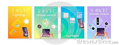 Smart Home Realistic Banners Cartoon Illustration