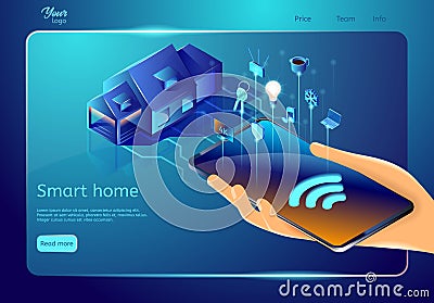 Smart home structure web page template. Isometric vector illustration. Abstract design concept. Vector Illustration