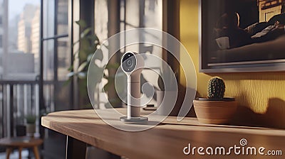 Smart home system with computer vision-enabled cameras recognizing members and adjusting settings Stock Photo