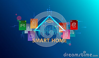 Smart home system. Internet of things concept. Smart Technology background Vector Illustration