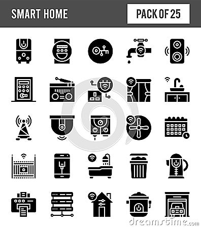 25 Smart Homes Glyph icon pack. vector illustration Vector Illustration