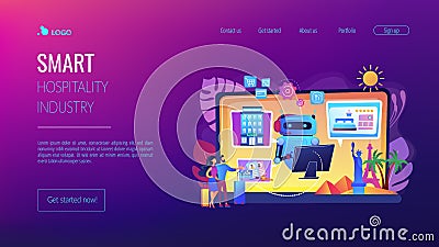 Smart hospitality industry concept landing page Vector Illustration