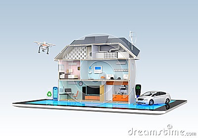 Smart house with energy efficient appliances Stock Photo