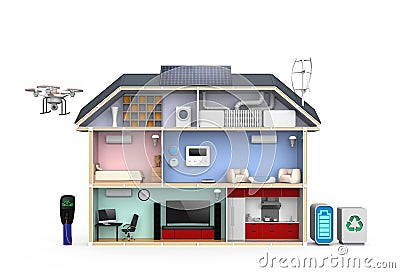 Smart house with energy efficient appliances. No text Stock Photo