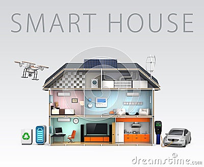 Smart house with energy efficient appliances Stock Photo