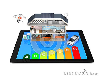 Smart house with energy efficient appliances. Stock Photo