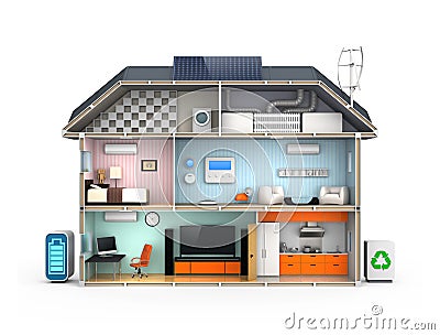 Smart house with energy efficient appliances Stock Photo