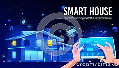 Smart house remote control cartoon vector concept Vector Illustration