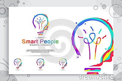 Smart idea vector logo design with colorful concept for education and symbol illustration of intelligence Stock Photo
