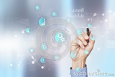 Smart industry and automation concept. Internet of things. IOT, Technology concept. Stock Photo