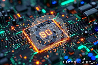 Smart Integration AI letter, technology chip, CPU, internet connection concept Stock Photo