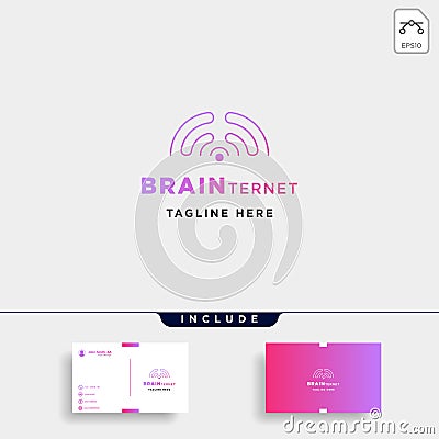 smart internet logo design vector brain wifi connection symbol icon sign Vector Illustration