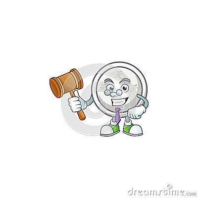 Smart Judge chinese silver coin in mascot cartoon character style Vector Illustration