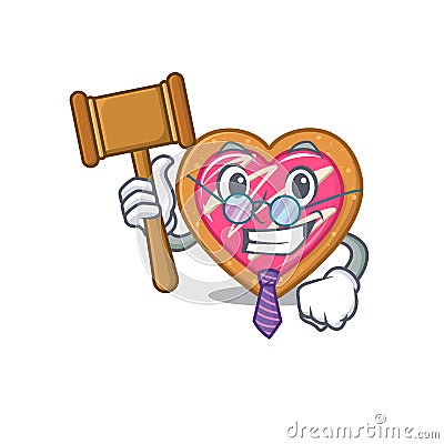 Smart Judge cookie heart in mascot cartoon character style Vector Illustration