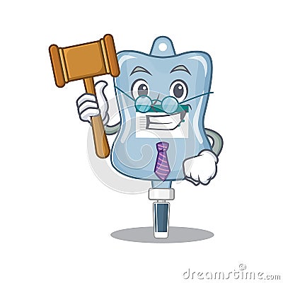 Smart Judge saline bag in mascot cartoon character style Vector Illustration