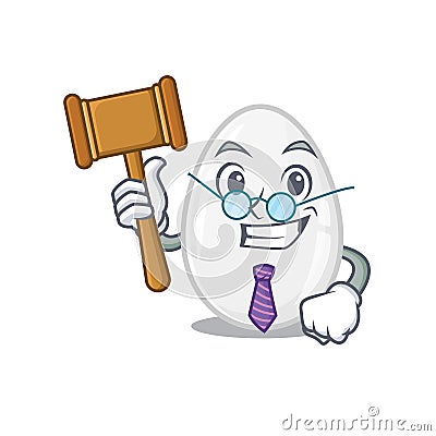 Smart Judge white egg in mascot cartoon character style Vector Illustration