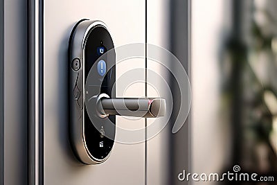 smart lock with auto recognition automatically unlocks when it d Stock Photo