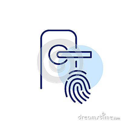 Smart lock with fingerprint recognition. Pixel perfect, editable stroke Vector Illustration