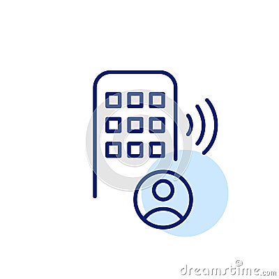 Smart lock with personal account memory. Pixel perfect, editable stroke Vector Illustration