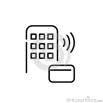 Smart lock with rfid access card. Pixel perfect icon Vector Illustration