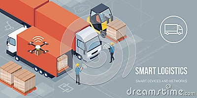 Smart logistics and product delivery Vector Illustration