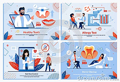 Smart Medicine and Healthcare Banner Flat Set Vector Illustration