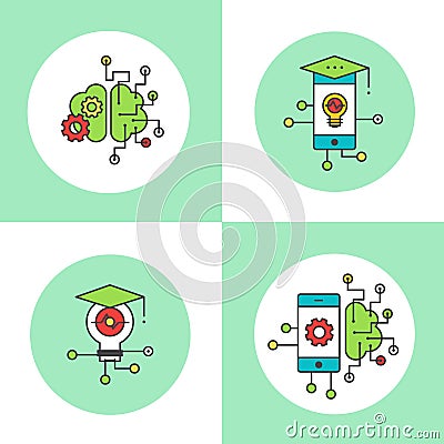 Smart Mobile Application Settings Icon Set Cartoon Illustration