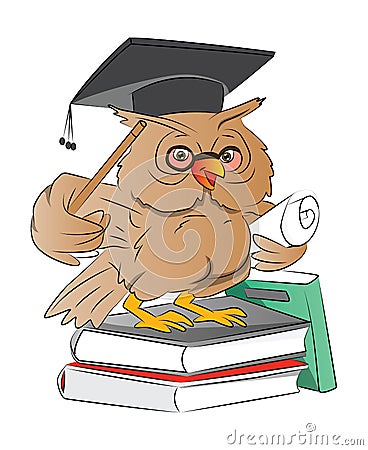 Smart Owl Graduate, illustration Vector Illustration