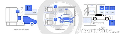 Smart parking management system isolated cartoon vector illustrations se Vector Illustration