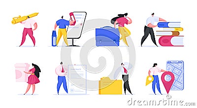 Smart people doing business jobs. Set of flat vector illustration Vector Illustration