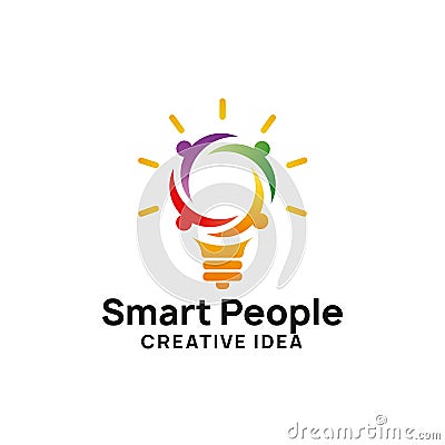smart people logo design template. creative idea logo design. bulb icon symbol design Vector Illustration