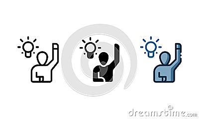 Smart person icon represented by person and light bulb Vector Illustration