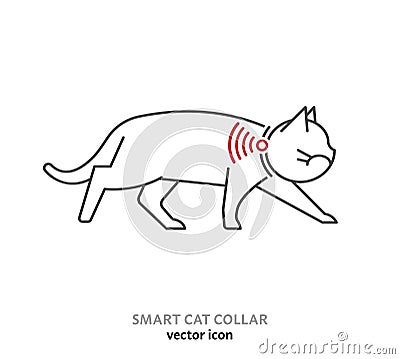 Smart pet collar icon. Cat tech gadgets sign. Vector Illustration