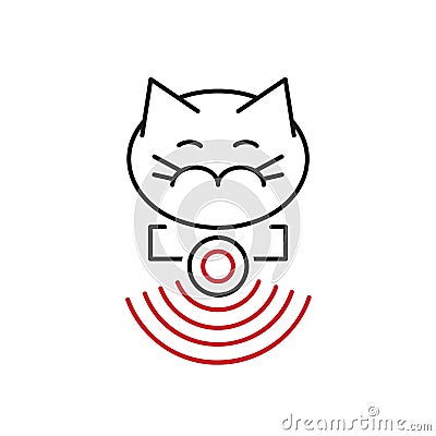 Smart pet collar icon. Cat tech gadgets sign. Vector Illustration