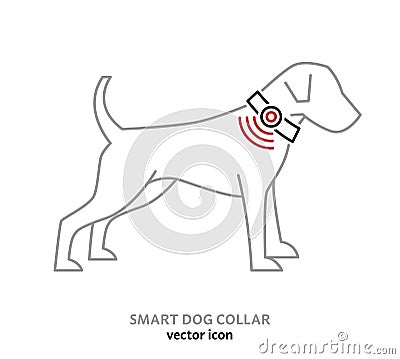 Smart pet collar icon. Dog tech gadgets sign. Vector Illustration