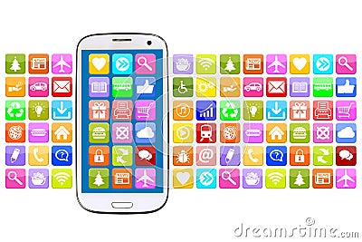 Smart phone with application apps app for internet Stock Photo