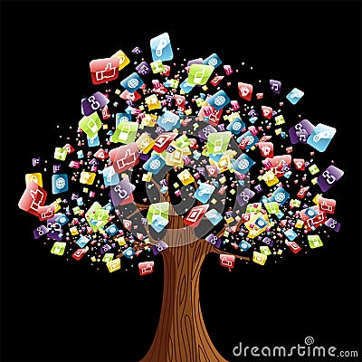 Smart phone application tree Vector Illustration