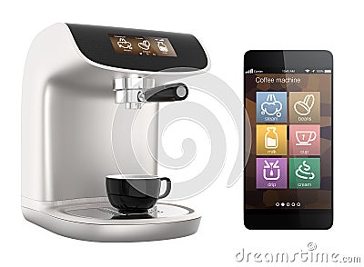 Smart phone apps for coffee machine. Original design Stock Photo