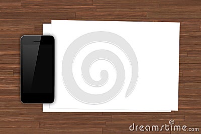 Smart Phone and Blank Sheet Stock Photo