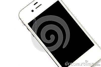 Smart phone is broken on screen, cracked Stock Photo